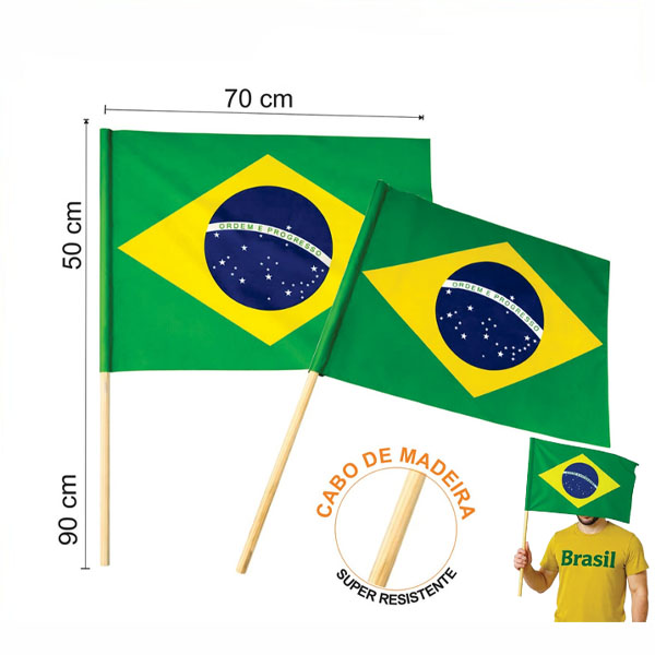 Bandeira do Brasil Cabo de Madeira para Brinde