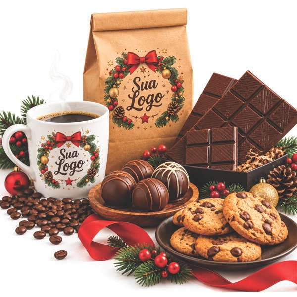 Kit de Natal Café e Chocolate Personalizado